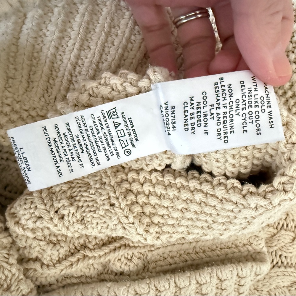 LL Bean Signature 100% Cotton Fisherman Sweater - Picture 3 of 4